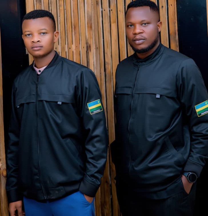 Men's Black Utility Jacket with Rwanda Flag Patch