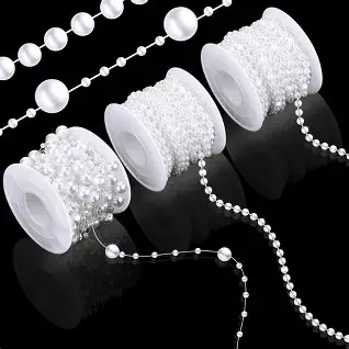 Gold And White Pearl Bead String Rolls For Cake And Event Decorating