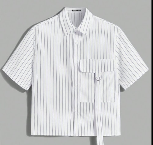 Striped Short-Sleeve Button-Up Shirt
