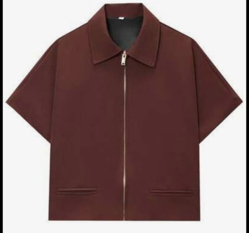 Short-Sleeve Zip-Up Overshirt