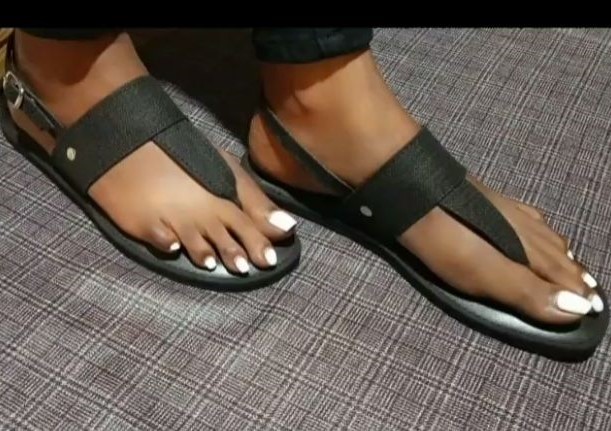 Women's Black T-Strap Flat Sandals