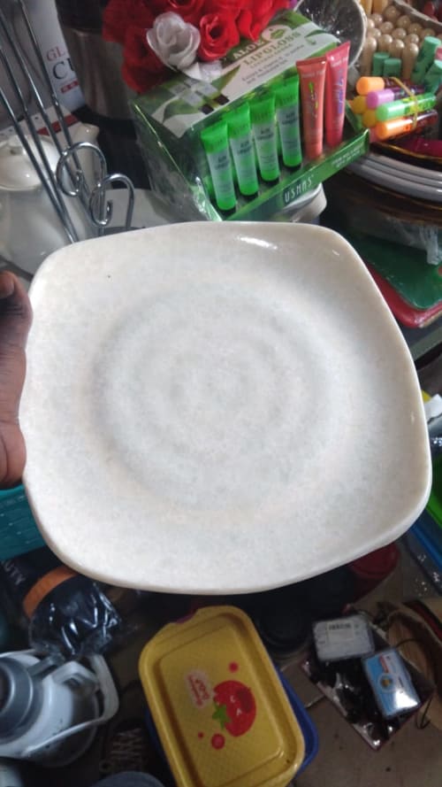 square-round melamine dinner plate