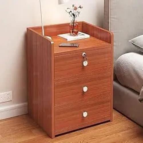 Wooden Nightstand with 3 Drawers – Modern Bedside Table
