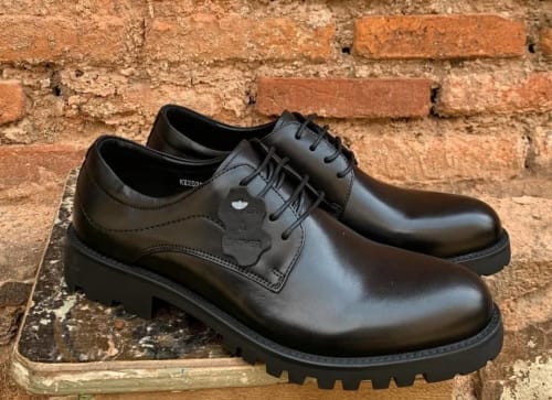 black leather derby